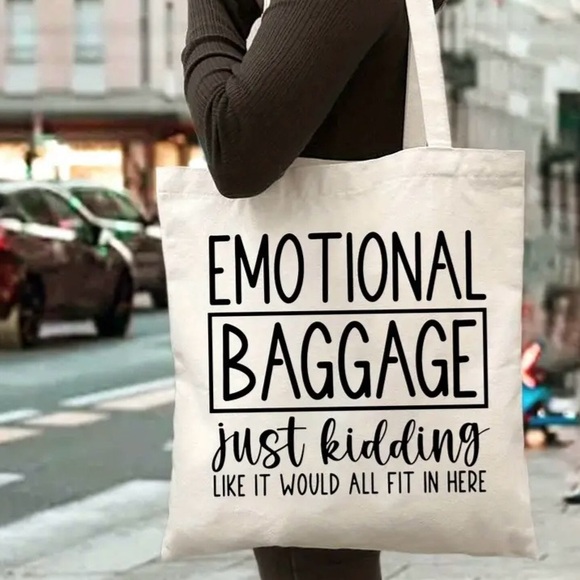 NWT HUMOROUS EMOTIONAL BAGGAGE TOTE - Picture 4 of 7